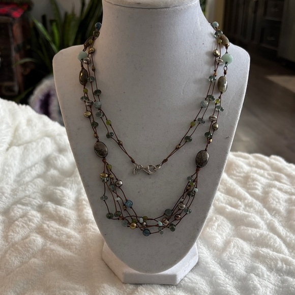 Silpada Earthy Tones and silver Beads Necklace - Picture 2 of 3